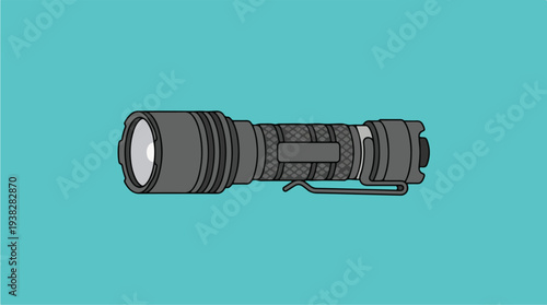 Illustration of a Tactical Flashlight with Clip.