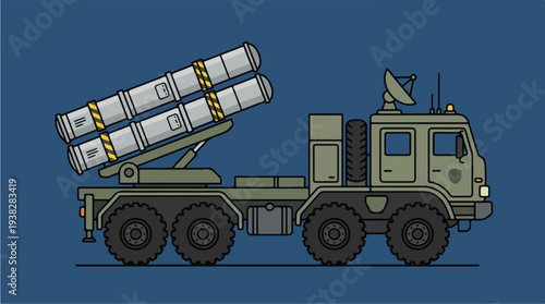 Military Rocket Launcher Vehicle Illustration.