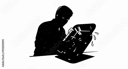 Person cleaning a shiny surface, droplets flying off