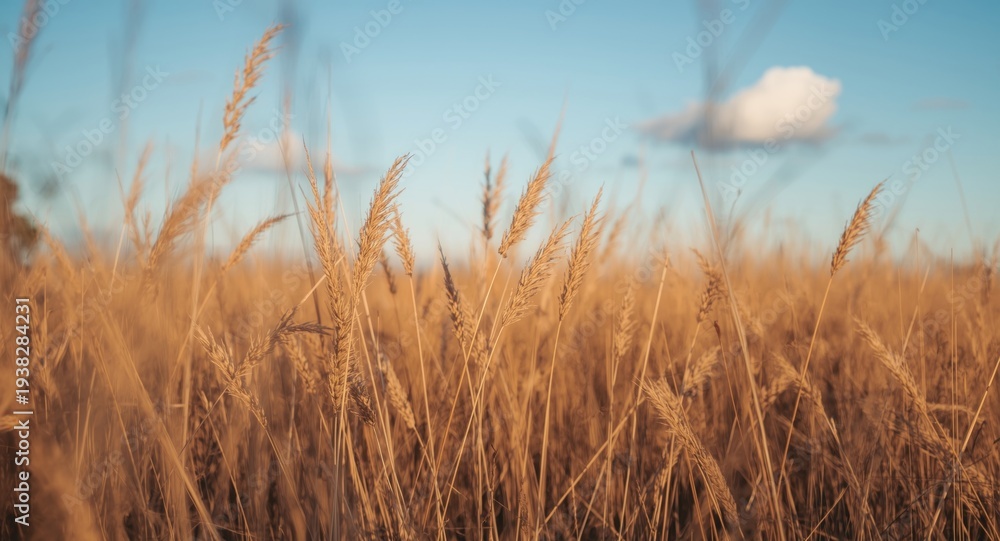 Obraz premium Blazing dry grass illuminated by calm spring daylight