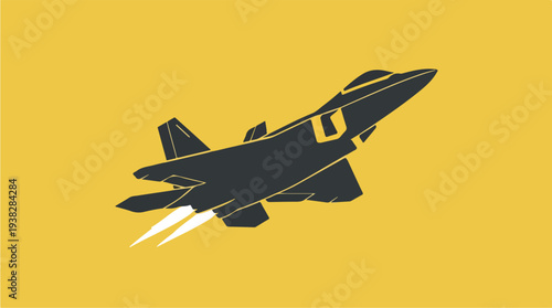 Modern Stealth Fighter Jet Ascending with Exhaust Flames.