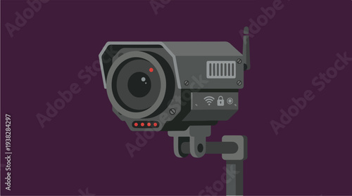 Modern Security Camera with Wireless Connectivity and Infrared LEDs.