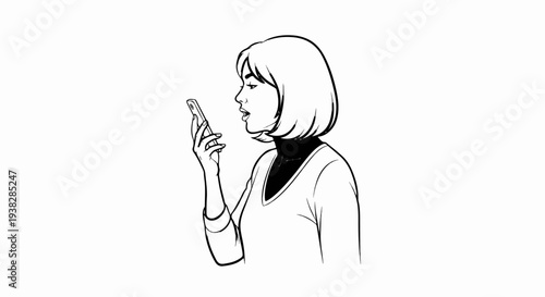 Stylized illustration of a woman talking on her phone