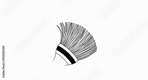 Abstract illustration of fanned out dark strands over a banded base