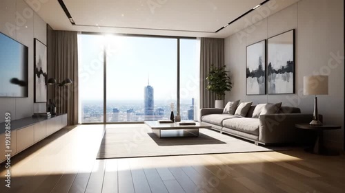 Modern Luxury Living Room with City View.