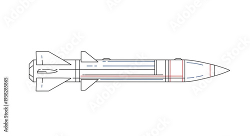 Technical Drawing of Missile Side View.