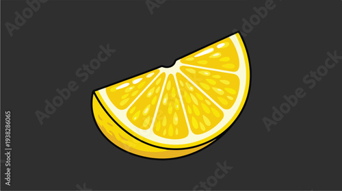 Slice of Fresh Yellow Lemon Fruit Closeup.
