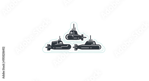 Three Submarines in Formation Underwater.