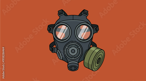 Stylized Illustration of a Gas Mask with Filter.
