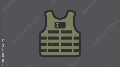 Tactical Vest Icon Military Body Armor Protection Gear.