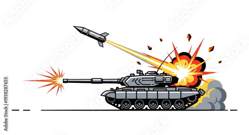 Tank Firing Missile at Enemy Tank.