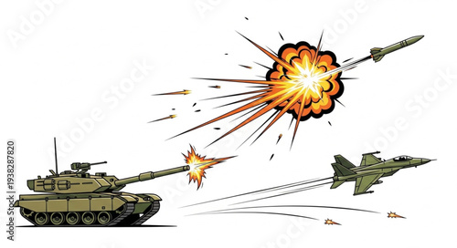 Tank Firing Missile at Fighter Jet.