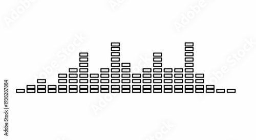 Abstract graphic equalizer with varying bar heights on a white background