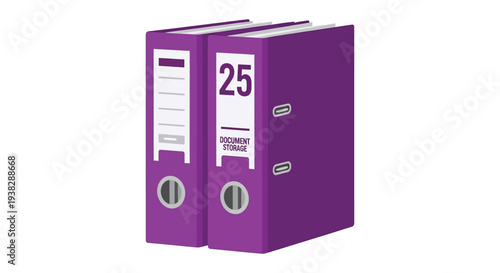 Purple binders for organized document storage in office