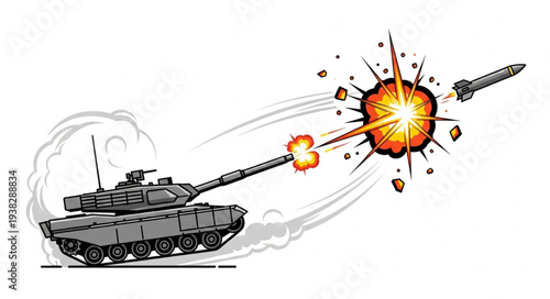 Tank Firing Shell Explosion Warfare.