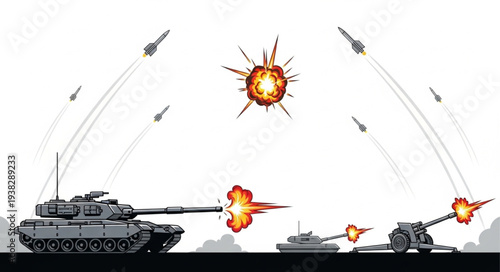 Tanks Engaging in Intense Battle Scene.