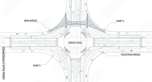 Technical Drawing of Highway Interchange.