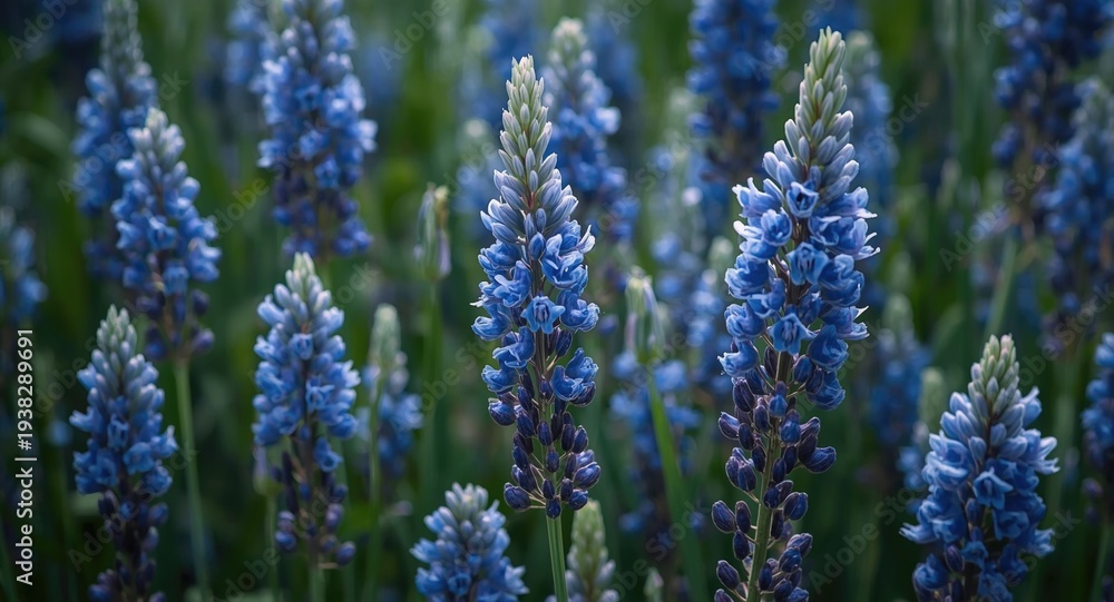 Obraz premium Bright blue chicory blossoms in full bloom on green stems