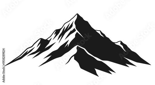 Black Mountain Peak Silhouette Vector Illustration