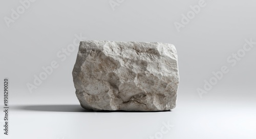 Textured limestone block captured on an empty blank background with subtle highlights