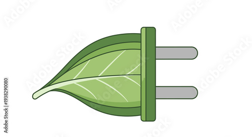 Green Energy Plug with Leaf - Eco-Friendly Power Concept
