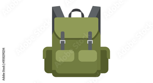 Green Backpack Icon for Camping and Hiking Adventures