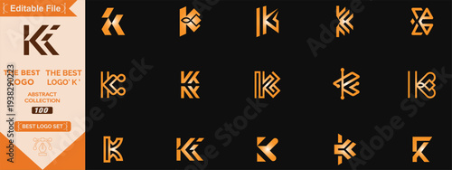 Creative logo design bundle letter K. Letter K logo collection for company with golden unique idea Premium Vector