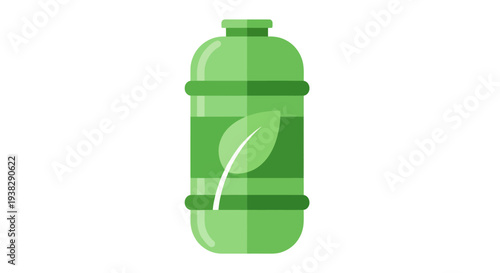 Green Eco Bottle with Leaf Icon - Sustainable Water Container