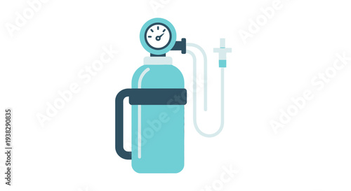 Oxygen Tank With Pressure Gauge and Tube Icon Vector
