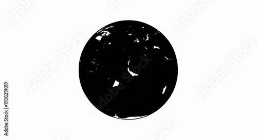 Globe illustration with dark continents and white water