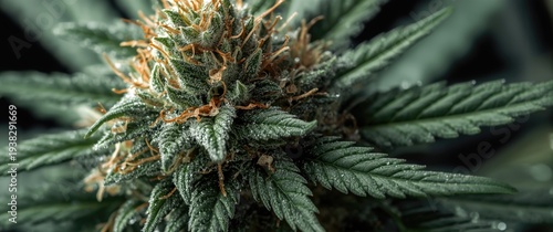 Close perspective on cannabis flower displaying whole crystal resin and terpene layers