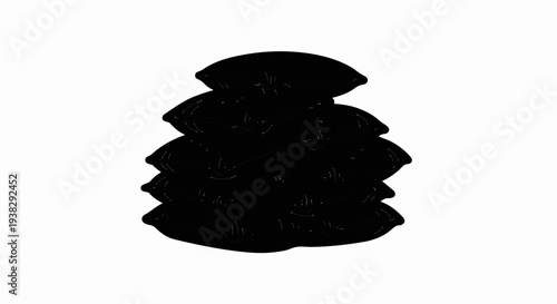 Stack of black cushions with a soft outline, appearing plush and comforting