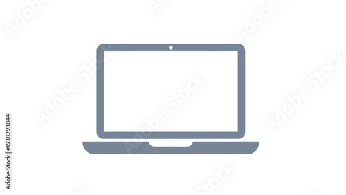 Gray Laptop Computer with Blank Screen Isolated on White Background