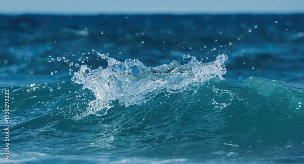 Fototapeta premium Crown splash formed from dropping blue water on dynamic sea waves