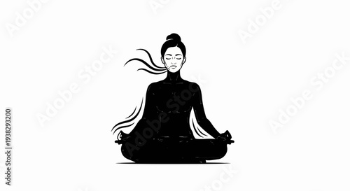 Stylized illustration of a person meditating in a lotus pose