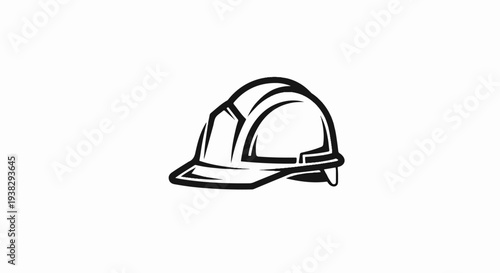 Stylized black and white outline of a hard hat for safety and construction