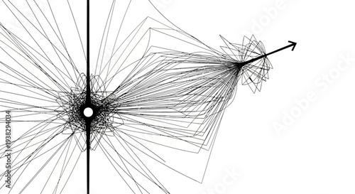 Abstract black and white lines forming a dynamic pattern.