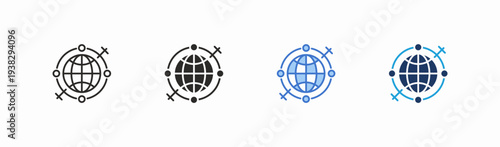 Set of globalist icon collection in multiple style. Icon suitable for web and mobile application