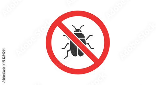 Forbidden cockroach sign symbol icon.
