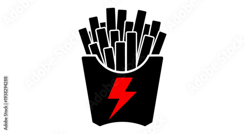 French fries in a black container.