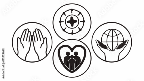 Stunning icons of care, unity, and global support