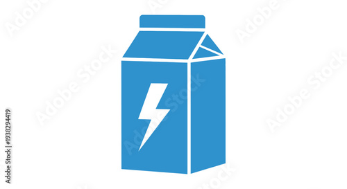 Electric blue carton milk package.