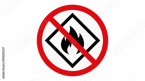 No open flames sign indicating a prohibited area for ignition sources in a safety warning context