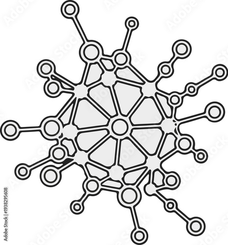 Abstract geometric network structure with interconnected nodes and links