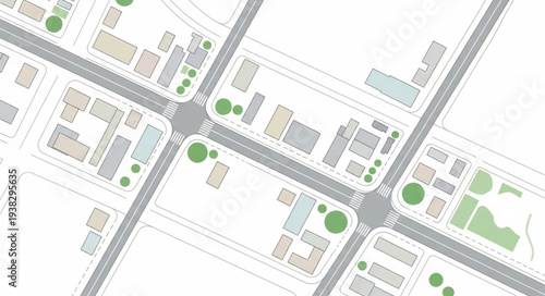 Urban Map with Buildings and Roads.