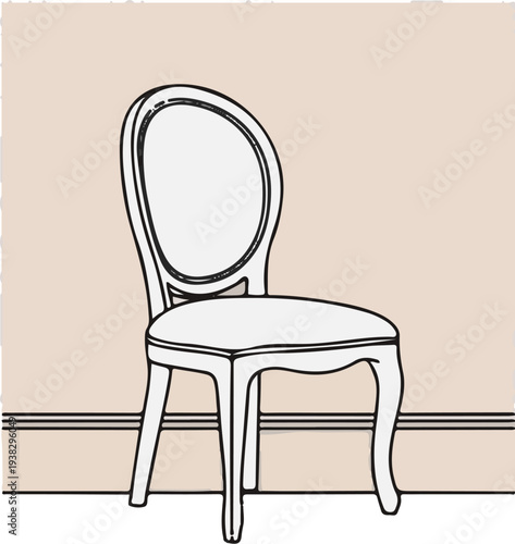 A classic upholstered chair with a curved back and ornate legs