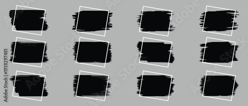 Grunge banners set. Vector frame set and white border design poster, cover, invitation, gift card, frames, buttons, grungy rough grunge thick paint.