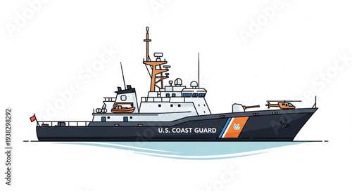 United States Coast Guard Ship Illustration.