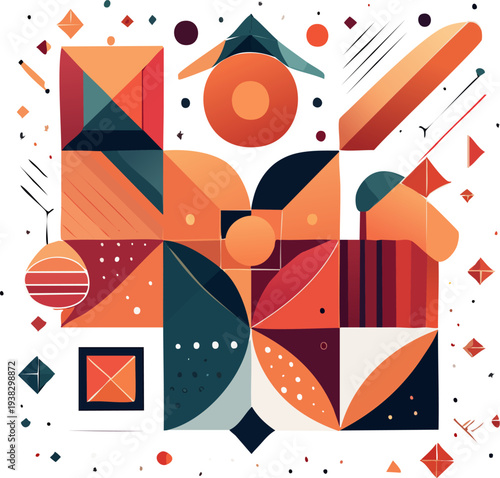 Vibrant Geometric Shapes in Modern Abstract Composition.