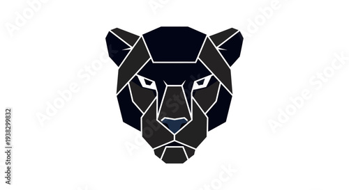 Geometric Black Panther Head Illustration.